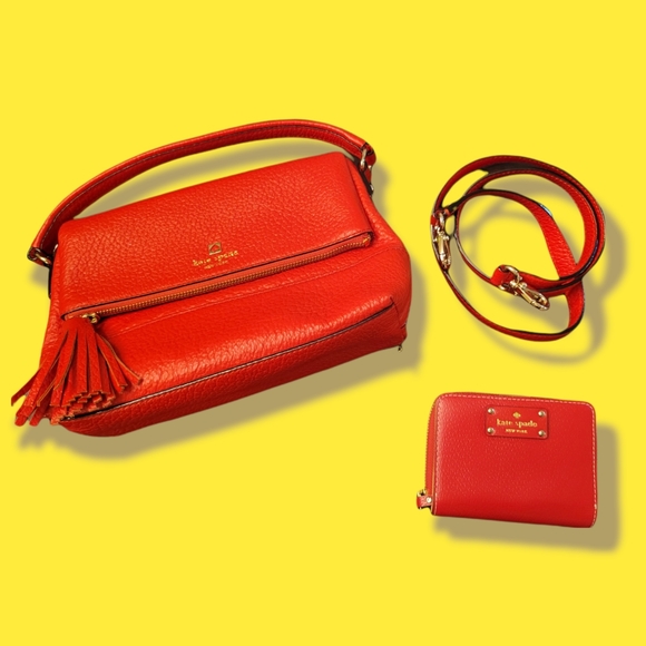 🆕️ Kate Spade Red Handbag & Wallet Set!!